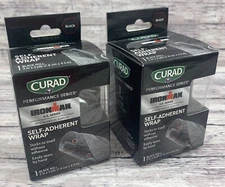 ✅2x CURAD Performance Series Ironman Self-Adherent Wrap; Compression; Black 3"