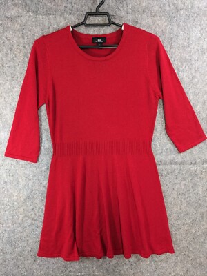 IN San Francisco Dress Womens Large Red Sweater Knit Fit Flare 3/4 Sleeve  Skater | eBay