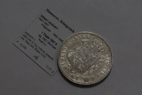 ๐งญ ๐ฉ๐ช GERMANY HANNOVER 1 THALER 1847 A SILVER SCARCE SHARP DETAILS B79 #W687