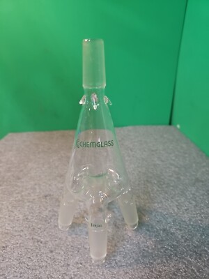 Chemglass Glass 24/40 Joint 4-Way Distillation RECEIVER Distribution COW 