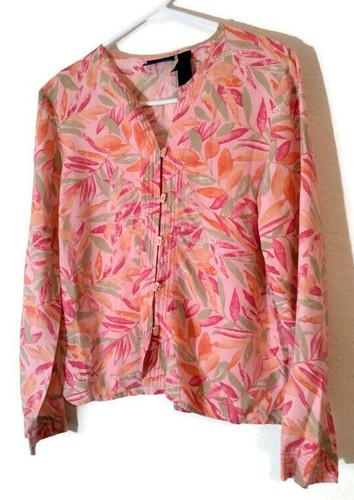 JH Collectibles Women's Multicolor Linen Blend Top Button Front Size Large - Picture 3 of 8