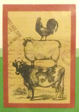 NIP Farm Animals Country Cow Rooster Sheep Stacked Garden Flag 18" x 12.5"