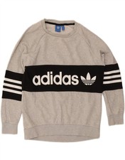 ADIDAS Womens Graphic Sweatshirt Jumper UK 12 Medium Grey Colourblock DX33