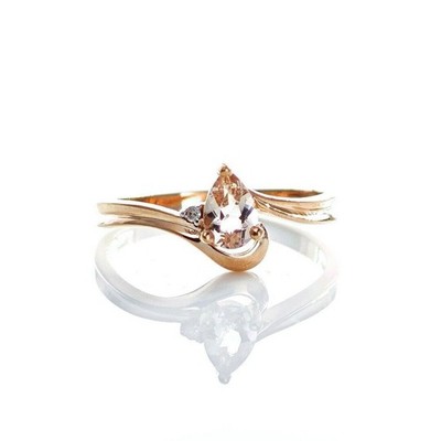Morganit Diamant Ring 9 kt Größe N Rotgold rosa 0,32 kt natürlich verpackt Geschenk