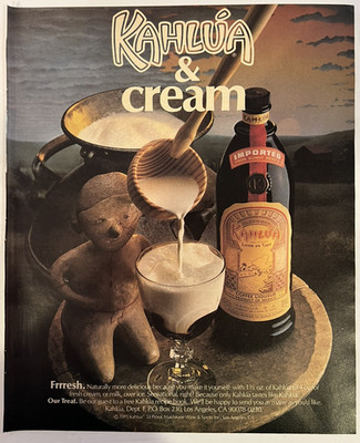Vtg 1980s AD Kahlua Ad, Kahlua & Cream, Maidstone Wine & Spirits