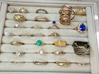 VTG Gold ~25 RINGS LOT Jewelry dainty minimalist 90s Y2K boho pearl rhinestones