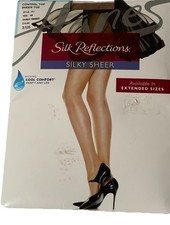 Hanes Silk Reflections Silky Sheer Control Top Sheer Toe Pantyhose Sz AB New