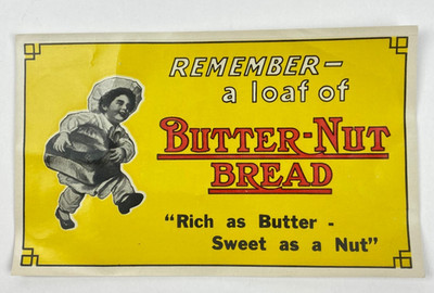 VTG Butter-Nut Bread Advertising Paper Store Sign Boy Logo Chicago Freeman Sales
