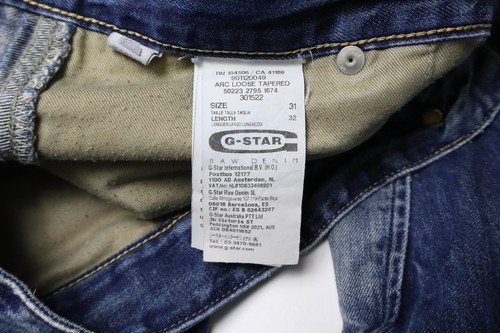 G-STAR Arc Loose Tapered Jeans Herren W31/~L30 Faded Whiskers Distressed Blau - Bild 5 von 11
