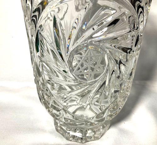 Antique American Brilliant Period Cut Glass Water Pitcher Vase Pinwheel Heavy - Picture 3 of 10