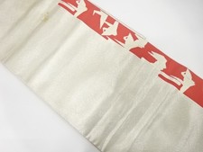 7646522: JAPANESE KIMONO / ANTIQUE FUKURO OBI / SILK / WOVEN ORIGAMI CRANE