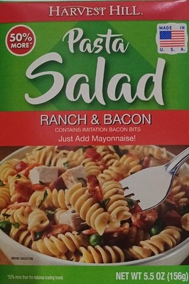 HARVEST HILL 'Ranch & Bacon' Pasta Salad Contains Imitation Bacon Bits 156gr USA
