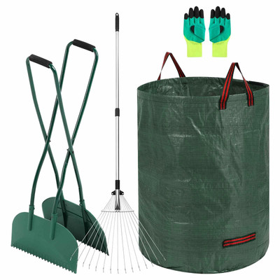 Leaf Grabber and Leaf Rake Set Includes Leaf Scoops with Long Handle, Adjusta...