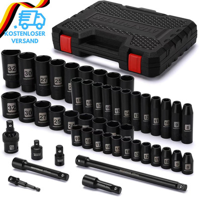 MIXPOWER 49-Teiliges 1/2-Zoll-Steckschlüssel-Set, Tief/Flach, (8 Mm-32 Mm), CR-V