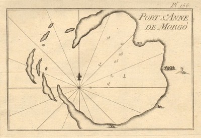 St. Anne de Morgo. Katapola, Amorgos, Kykladen. Agia Anna. Griechenland. Roux 1804 Karte