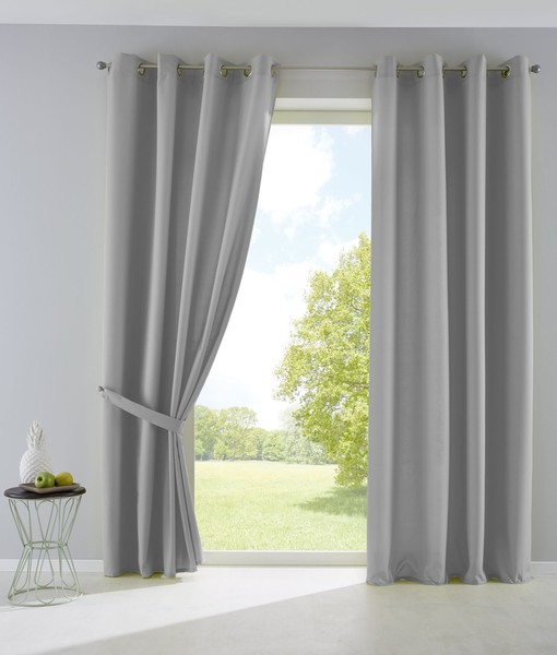 2 X VorhäNge Blickdicht LichtdurchläSsig Gardinen ÖSen Hxb 225X140 Cm Grau-image