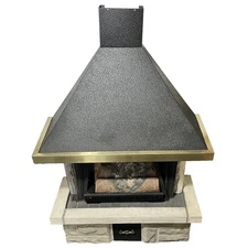 Mid Century Metal Black Gold Rotating Flame Electric Fireplace Mod MCM Retro