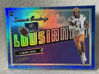 2021 Prestige Seasons Greetings Xtra Points Blue /249 Ja'Marr Chase Rookie RC