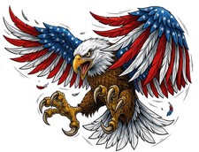 American flag attack bald eagle decal 6