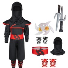 Black Deluxe Ninja Costume for Kids Halloween Costume Dress Up 4-5 Years