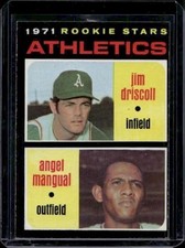 1971 Topps #317 Athletics Rookie Stars (Jim Driscoll / Angel Mangual) (Ex) (B)