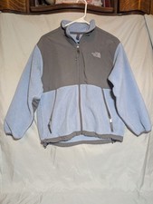 The North Face Denali Fleece Polartec Full Zip Jacket Light Blue Gray Youth M/L 