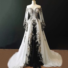 Elegant Long Wedding Dresses for Women Satin Beads Floor-Length Sweep Train