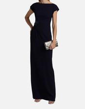 Sachin Babi Women's Blue Stretch-Crepe Embellished Kelly Gown Dress Size 10