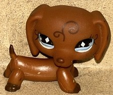  Littlest Pet Shop LPS RARE Scroll Ears Dachschund Dog Blue Diamond Eyes 2006
