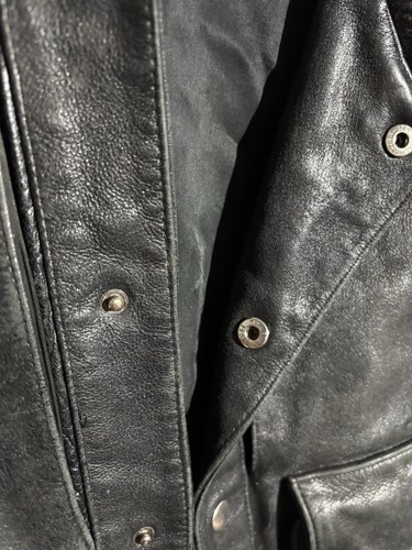 Vintage Calvin Klein Nappa Leather Sz 42 M Biker Jacket Black Mens - Picture 7 of 15