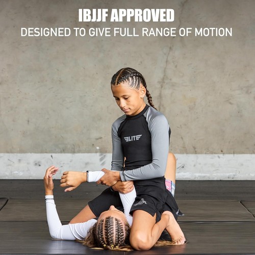 Elite Sports Rash Guards for Boys and Girls, Full Sleeve Medium, Grey - Picture 5 of 6
