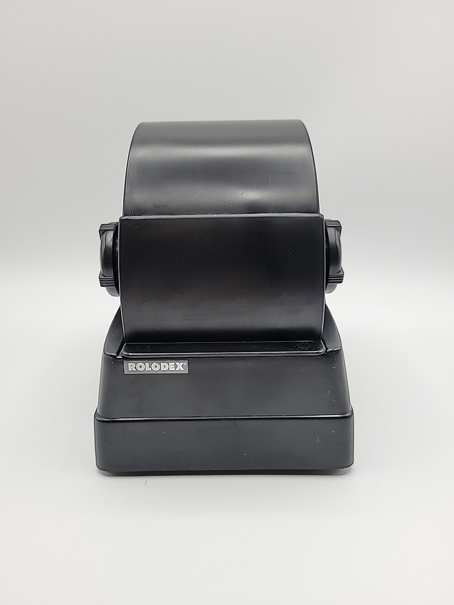 Rolodex Rotary Mini Card File Black w/ Cover A–Z Guide R2G Card