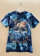 Wild Planet Dolphin Harmony Tie Dye Graphic T-Shirt Size Small Vintage *Tear