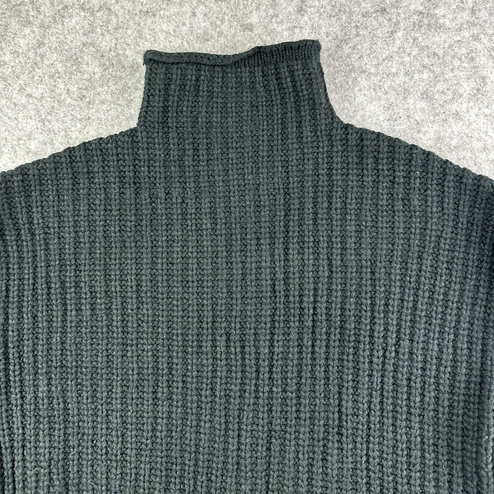 Madewell Mock Roll Neck Sweater Womens M Black Side Button Chunky Knit Pullover - Image 2 of 4