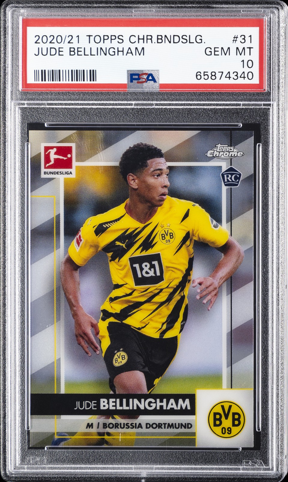 2020 TOPPS CHROME BUNDESLIGA #31 JUDE BELLINGHAM ROOKIE RC PSA 10 view 1
