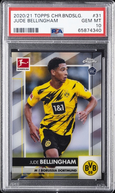 2020 TOPPS CHROME BUNDESLIGA #31 JUDE BELLINGHAM ROOKIE RC PSA 10