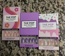 Red Aspen LOT OF 3 SETS Medium Almond Press On Nail Dashes New!