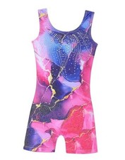 Leotards for Girls Gymnastics with Shorts Color 6-7 Years Rose Blue Marble