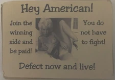 Original Vietnam War Propaganda Card  Girls & Money Offer