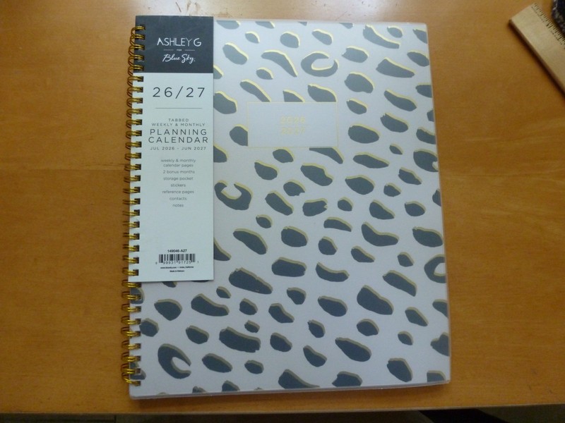 Ashley G Blue Sky 2026 -2027 tabbed Weekly/Monthly Planning Calendar 8.5" 11"