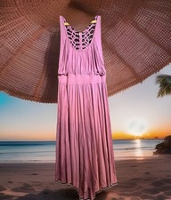 Free People “Cast Your Net” in washed pink distressed Braided details MIDI sz M 