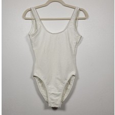 Vintage Jantzen 90s White One Piece Swimsuit Beach Coastal Whimsy Size 12