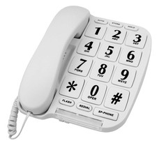 Big Button Landline Phone for Wall or Desk with Speaker and Memory White