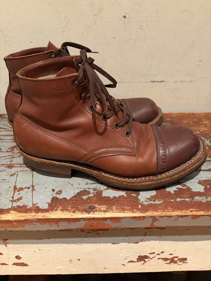 Vestido Semi Blanco Marrón 9E Hecho en EE. UU. Foto 2 de 4