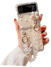 Sparkle Case for with Chain,Women Girls Cute Samsung Galaxy Z Flip 6 5G Flower