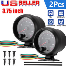 2 Set 12v 3.75car Tachometer Gauge Meter 0-8000 Rpm Wled Shift Light Universal