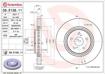 BREMBO 09.E126.11 Brake Disc for LEXUS,TOYOTA
