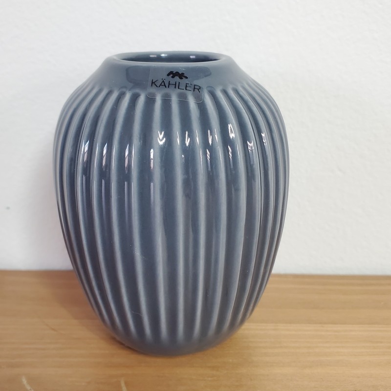 Kahler Hans Christian Bauer Grey, Ribbed Porcelain Vase