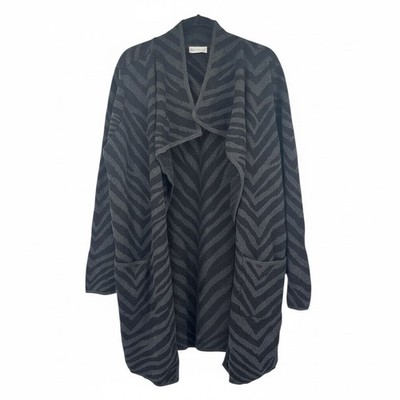 Rafaella XL Womens Zebra Chevron Print Knit Open Front Cardigan Sweater