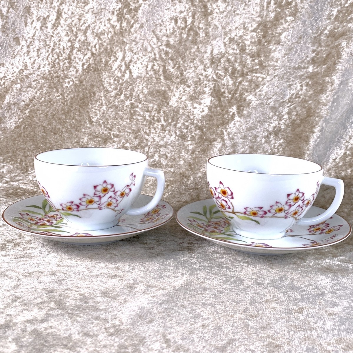 Hermes Jardin Des Orchidees No18 Tea Cup Saucer Porcelain